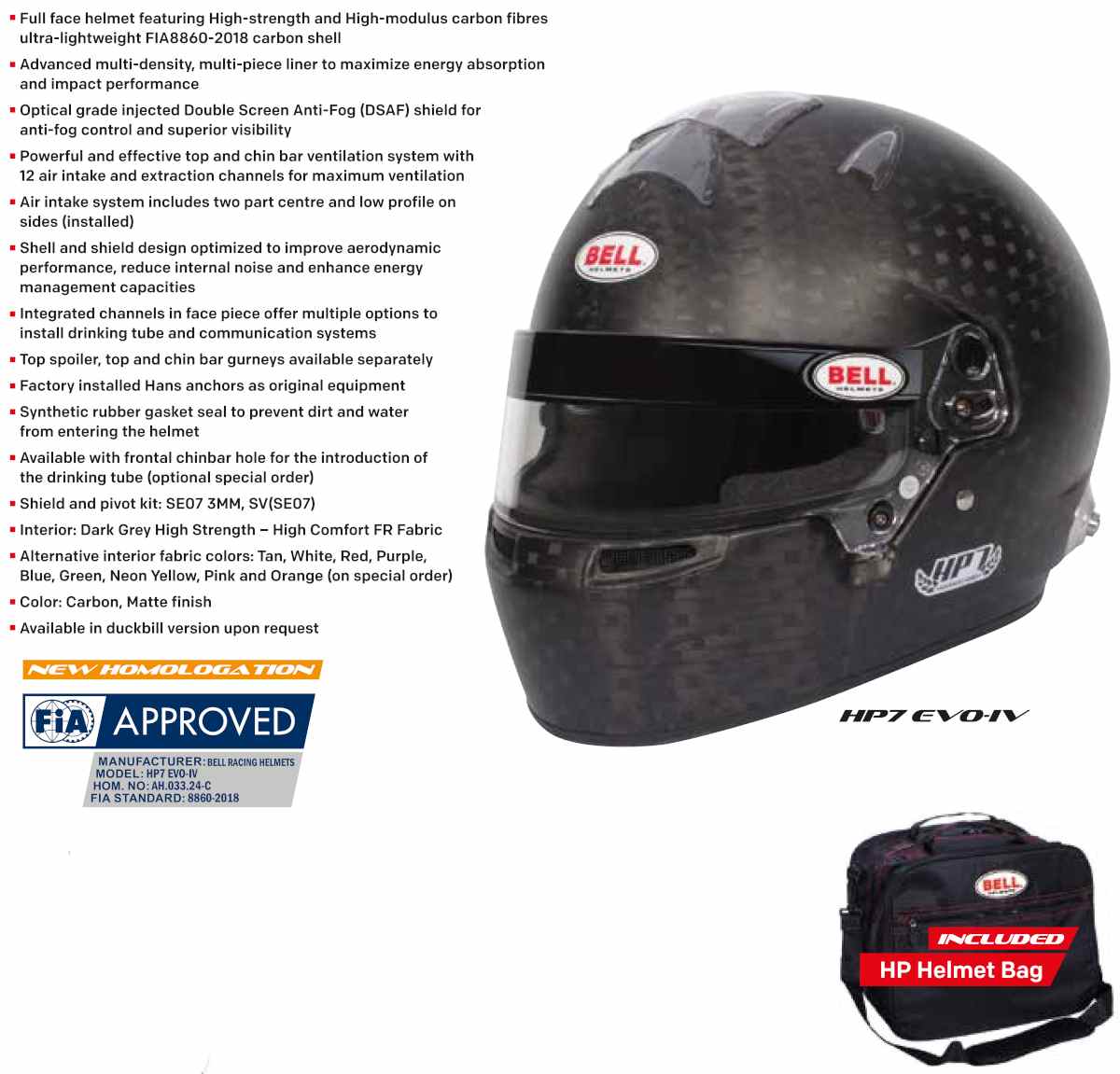 BELL HP7 EVO-IV karbon helhjelm