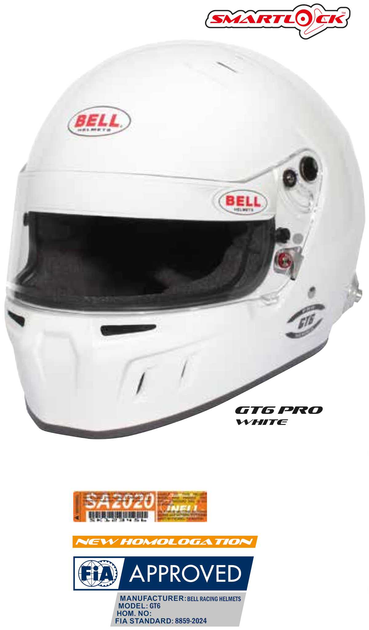 BELL GT6 PRO hvit helhjelm