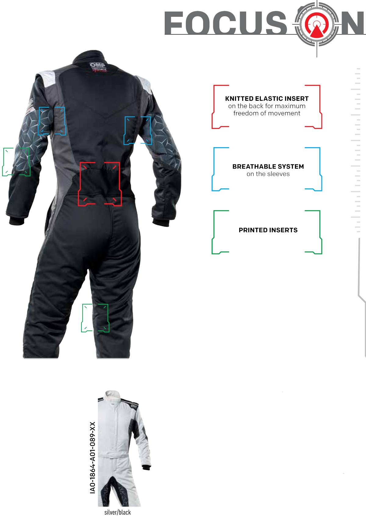 Fokus på Tecnica hybrid kjøredress i sølv og svart.