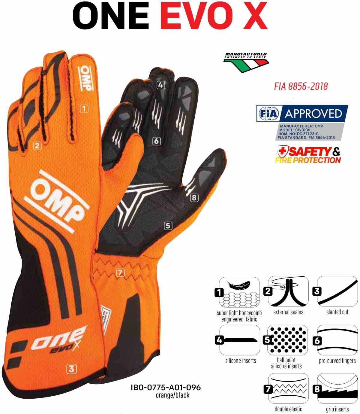 OMP One Evo X kjørehanske