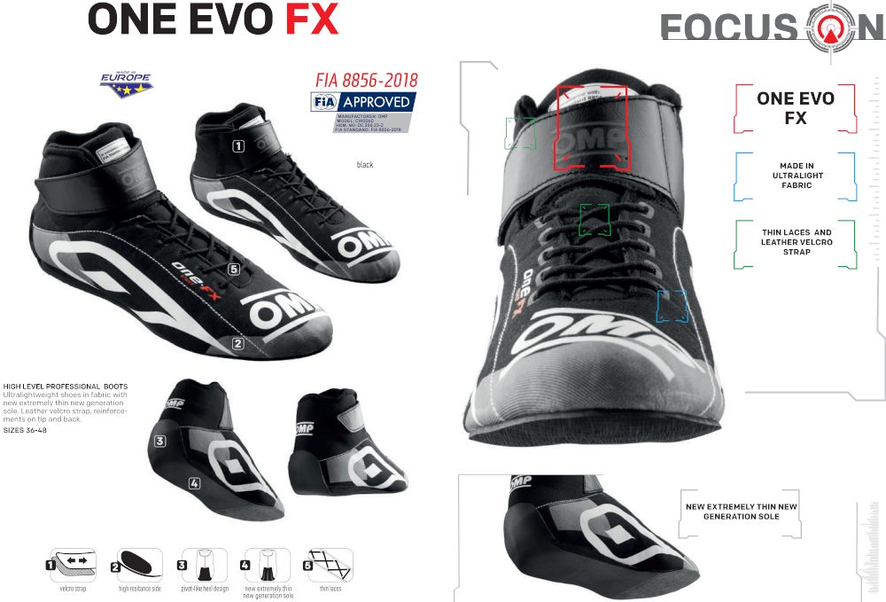 OMP racing One Evo FX sko i svart