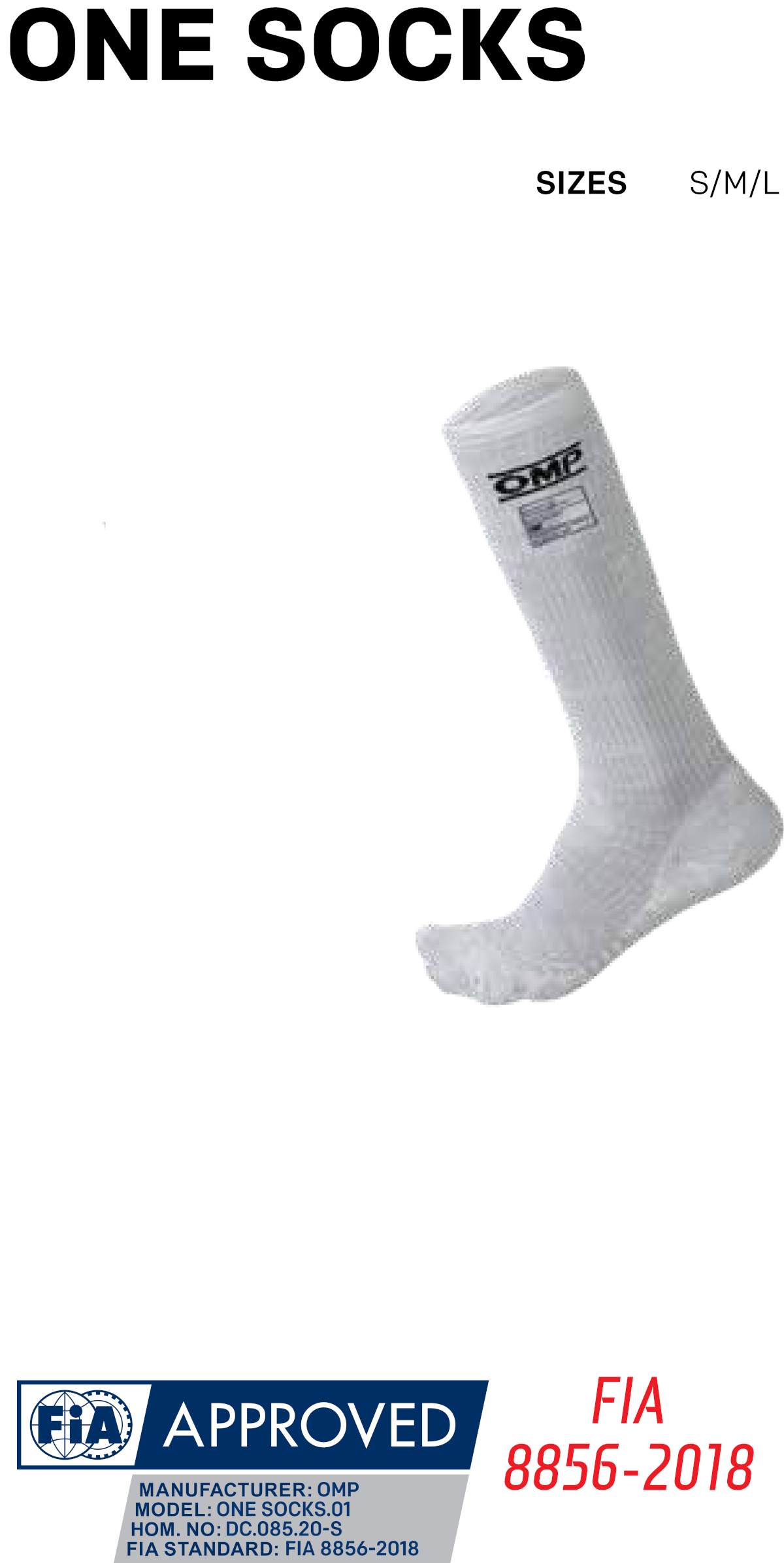 OMP Racing ONE sokker i hvit