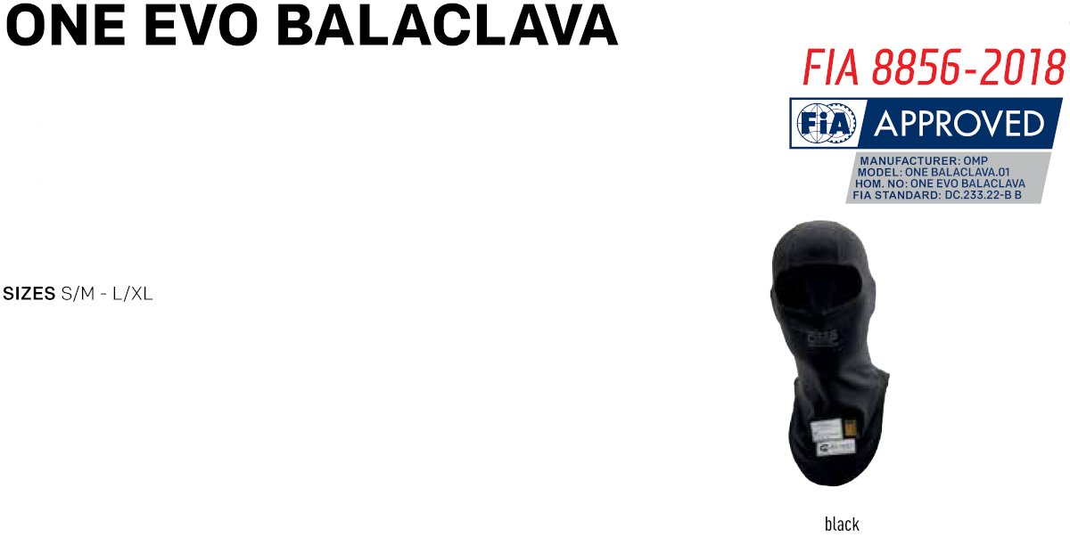 OMP One Evo balaclava i svart
